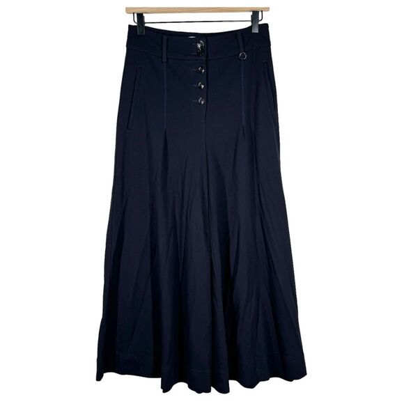 Raffaello Rossi Hera Wide Leg Skirt Like Trouser Pants Navy Blue Jersey Knit 36 - Picture 1 of 8